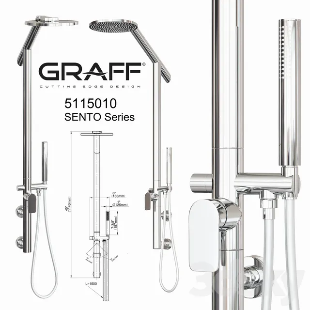 Bathroom – Faucet 3D Models – Graff Shower set 5115010 SENTO Series