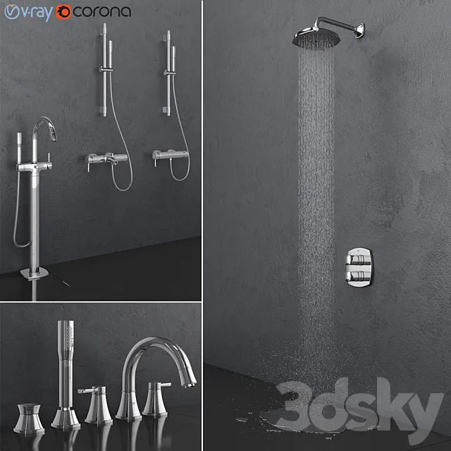 Bathroom – Faucet 3D Models – Grohe bath and shower faucets Grandera set