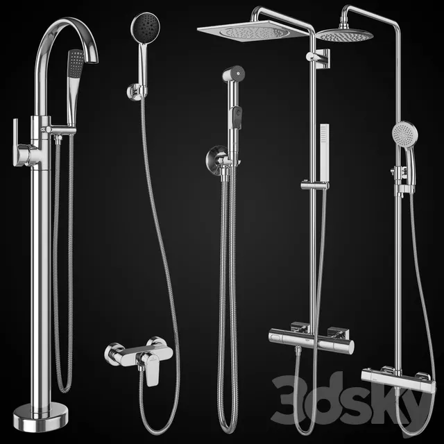 Bathroom – Faucet 3D Models – Shower systems and hygiene showers Ravak GROHE Villeroy & Boch set 92