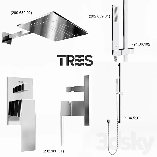 Bathroom – Faucet 3D Models – Tres Slim shower (202.180.07)