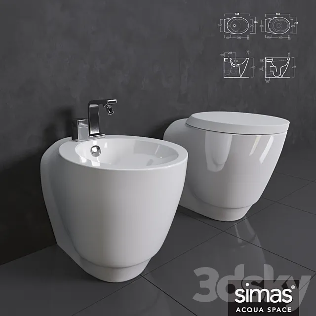 Simas bidet and toilet Bohémien 3DS Max - thumbnail 3