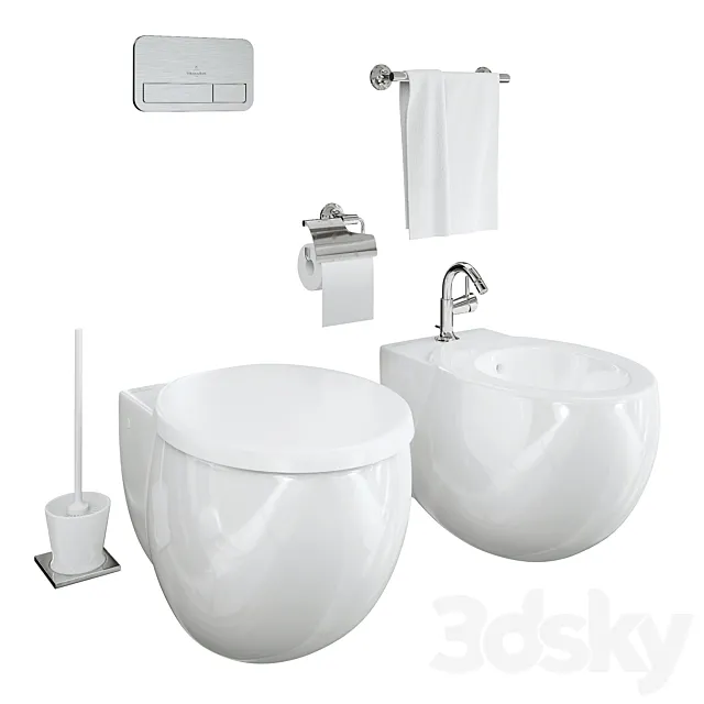 Bathroom – Toilet – Bidet 3D Models – Villeroy & Boch Aveo toilet ans bidet