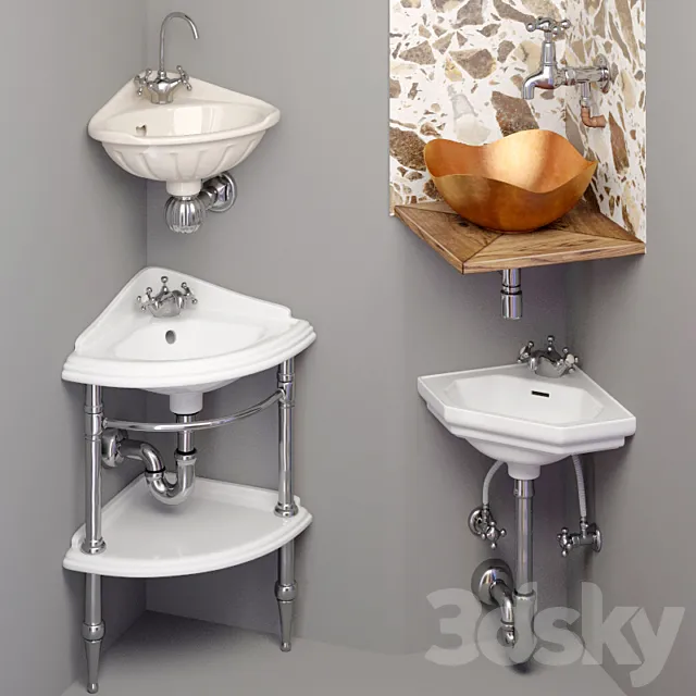 Bathroom – Wash Basin 3D Models – Corner washbasin
