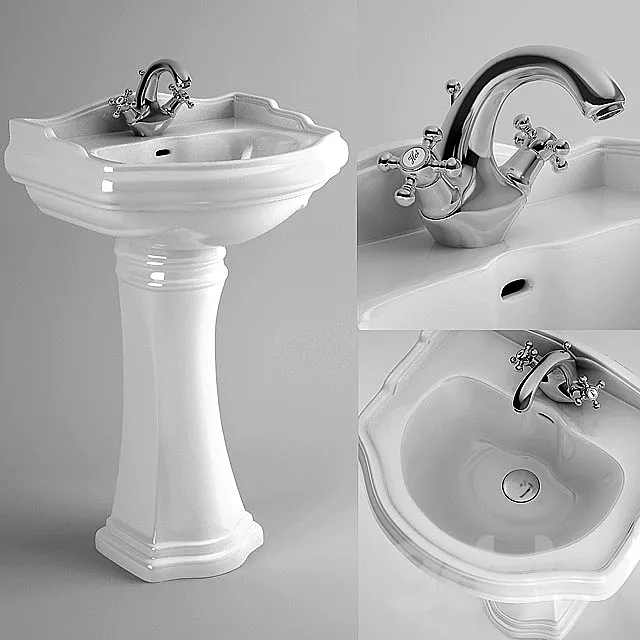 Bathroom – Wash Basin 3D Models – Kerasan Retro sink 560×465 mm
