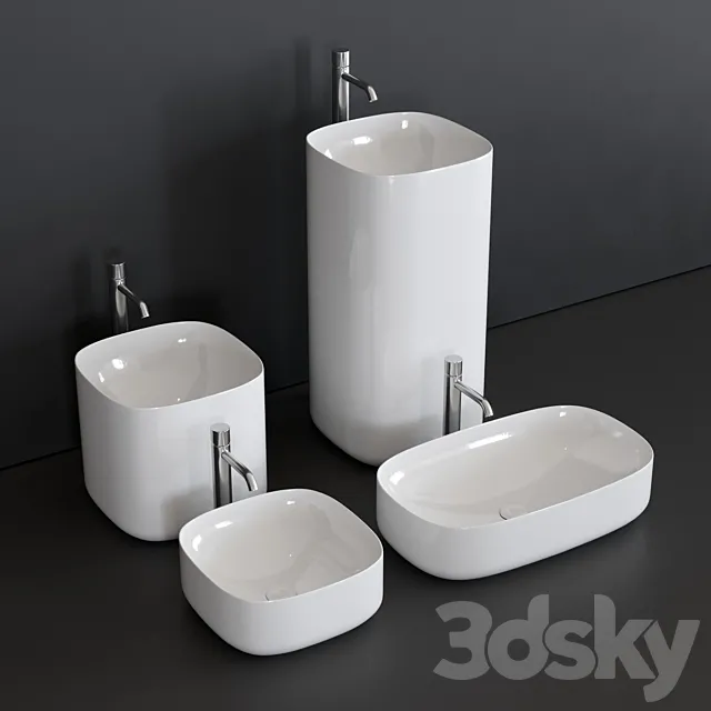 Bathroom – Wash Basin 3D Models – Scarabeo Ceramiche Moon art.5501 art.5502 art.5503 art.5510