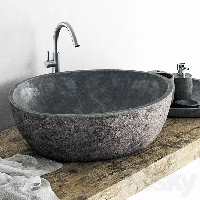 Bathroom – Wash Basin 3D Models – Stone washing bathroom