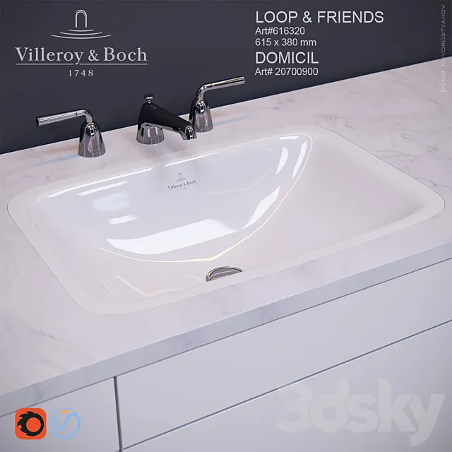 Bathroom – Wash Basin 3D Models – Villeroy&Boch LoopFriends Domicil