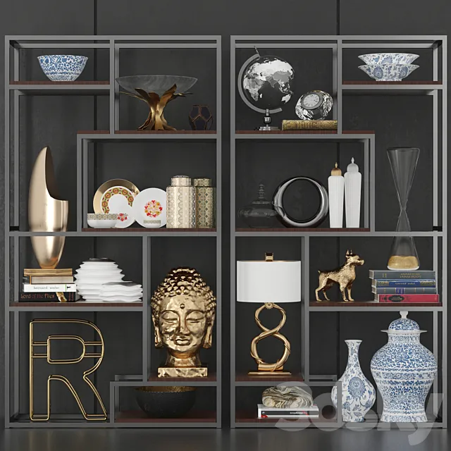 Minimalist shelving with decor and accessories for design projects 7 3DS Max - thumbnail 3