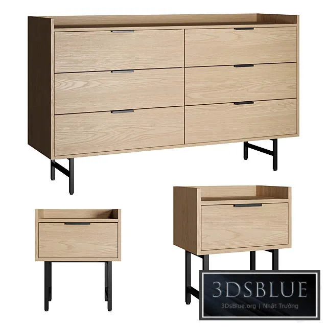 La Redoute headboard table and chest of drawers Volga 3DS Max - thumbnail 3