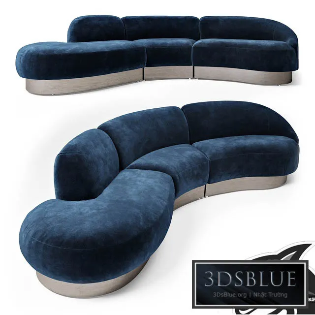 Vladimir Kagan Sectional in Deep Blue Mohair 3DS Max - thumbnail 3