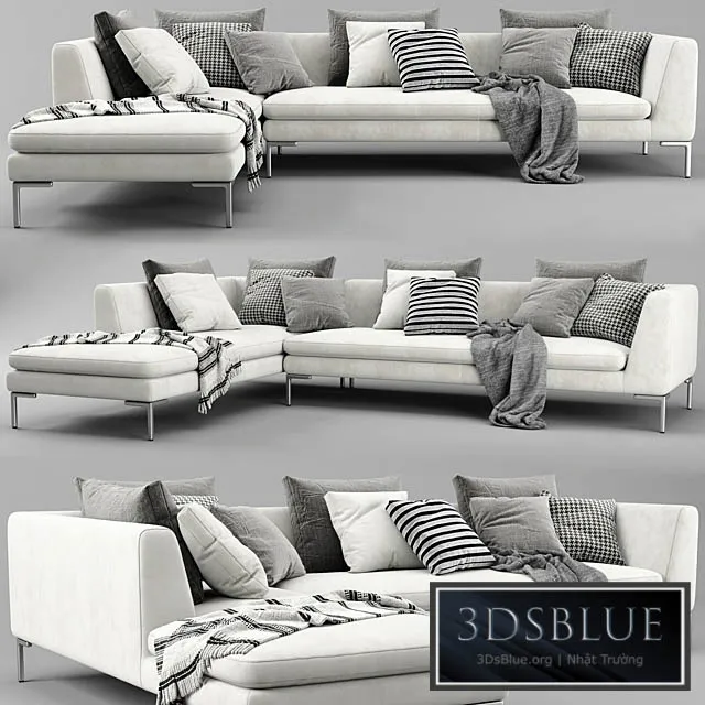 B&B Charles Chaise Longue Sofa 3DS Max - thumbnail 3