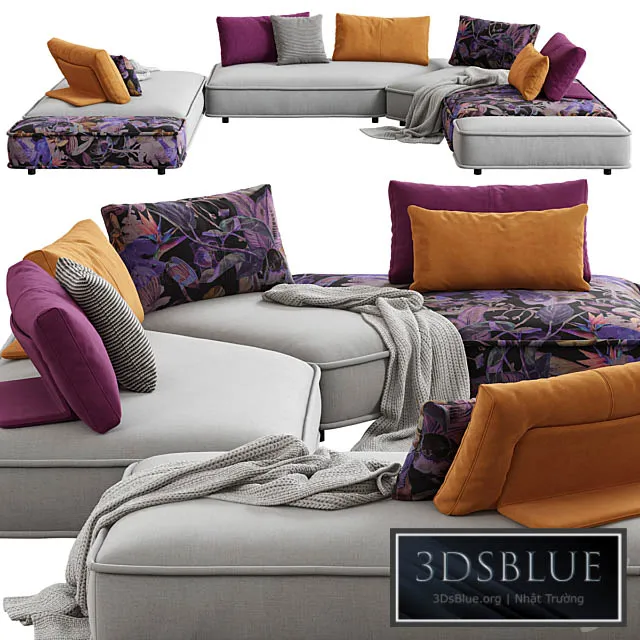 Roche Bobois \/ Escapade Corner Sofa 3DS Max - thumbnail 3
