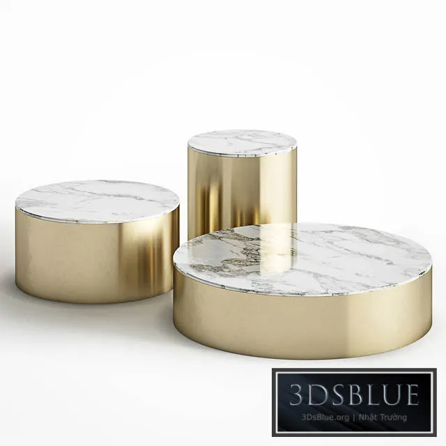 Brass and marble coffee table set Cazarina Interiors 3DS Max - thumbnail 3