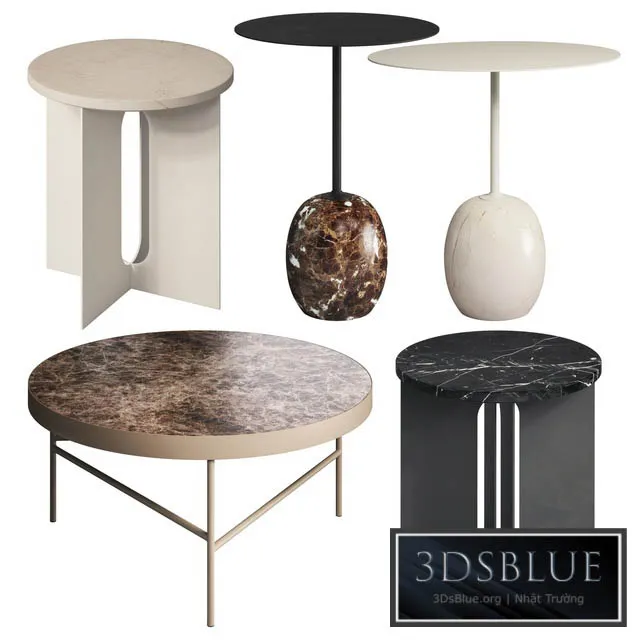 Marble Side Tables Set 1 3DS Max - thumbnail 3