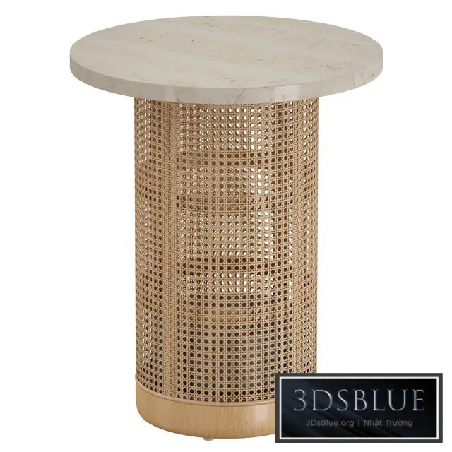 Vernet Travertine Cane End Table (Crate and Barrel) 3DS Max - thumbnail 3