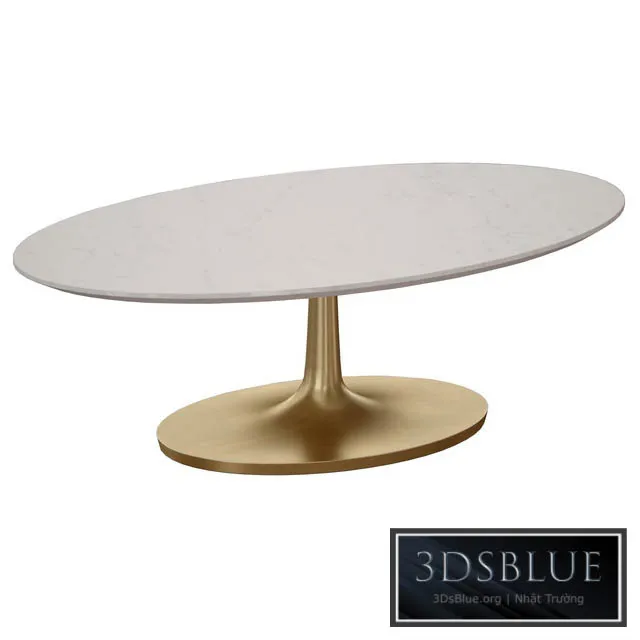 Nero White Marble Oval Coffee Table (Crate and Barrel) 3DS Max - thumbnail 3