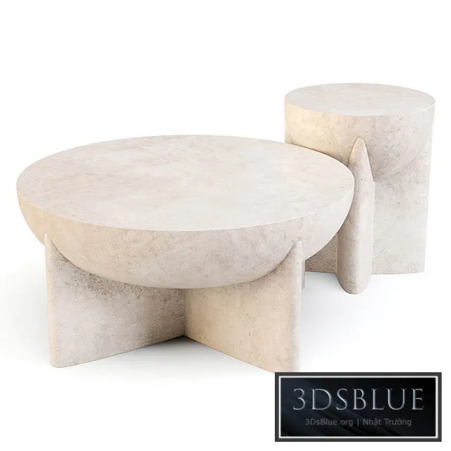 West Elm: Monti Lava Stone – Coffee and Side Table 3DS Max - thumbnail 3