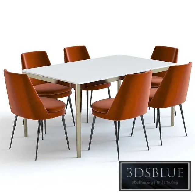 West Elm Canto Table and Chairs 3DS Max - thumbnail 3