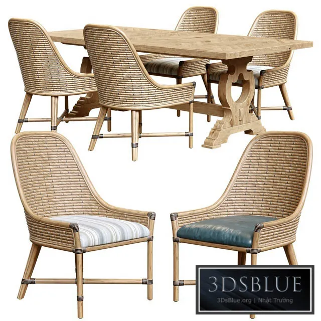 Keeling woven side chair and farmington rectangular dinning table 3DS Max - thumbnail 3
