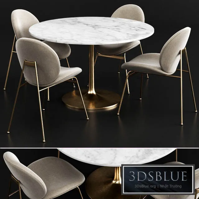 West elm and Crate & Barrel Dinning Set 3DS Max - thumbnail 3