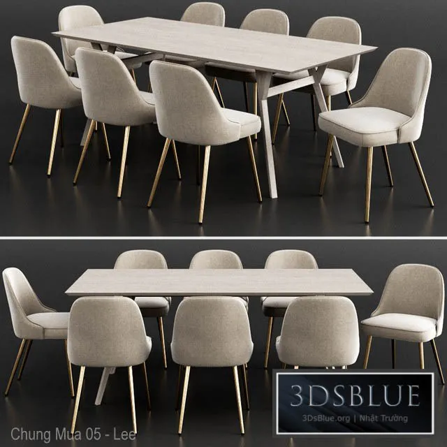 West Elm Dinning Set 11 3DS Max - thumbnail 3