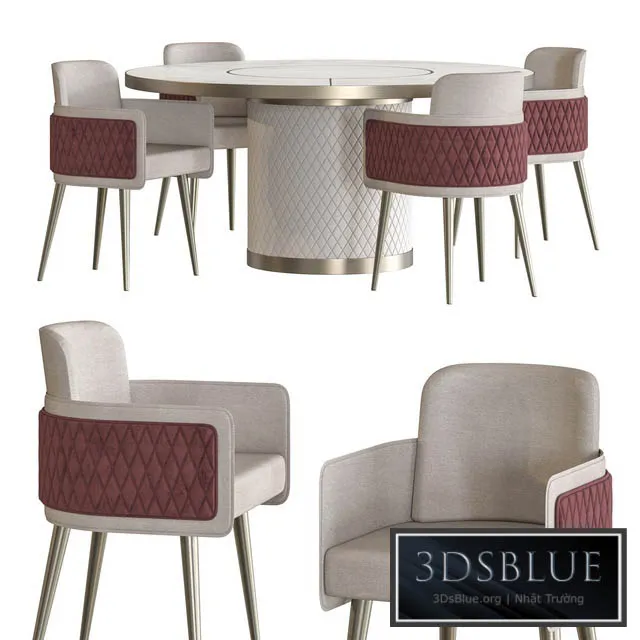 Amet Armchair and Signore Degli Anelli Steel Table by Reflex Dining Set 3DS Max - thumbnail 3