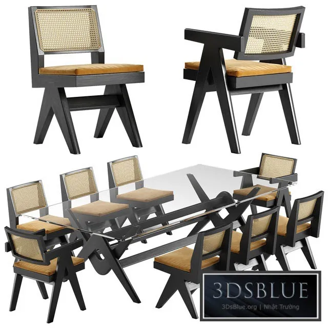 Cassina capitol complex table chair set 3DS Max - thumbnail 3