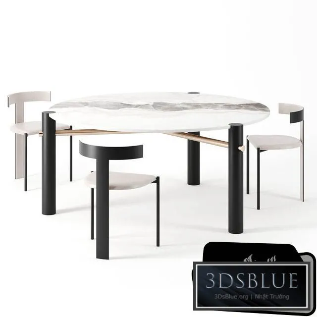 Dining set by Baxter with Thalantha table 3DS Max - thumbnail 3