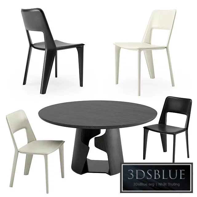 Holly Hunt Pelle Dining Chair + Cava Dining Table 3DS Max - thumbnail 3