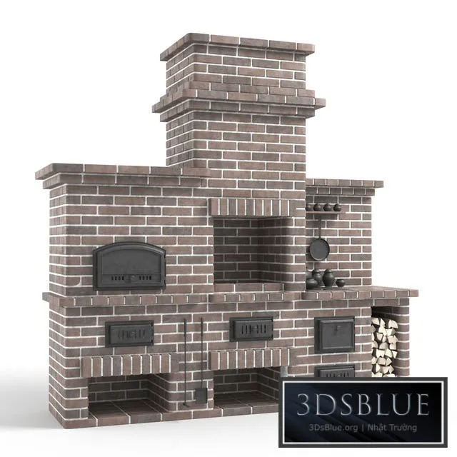 Barbecue stove made of bricks 3DS Max - thumbnail 3