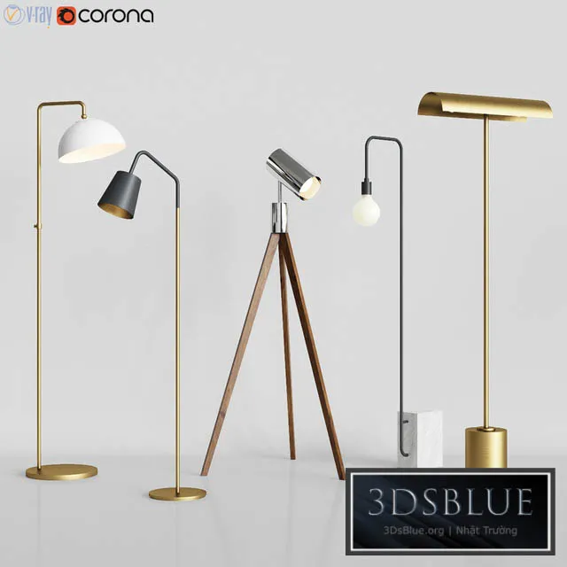 CB2 – 5 Floor Lamps Set 3 3DS Max - thumbnail 3