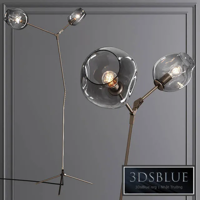 Branching Bubble Floor Light Vintage Brass and Gray Glass 3DS Max - thumbnail 3