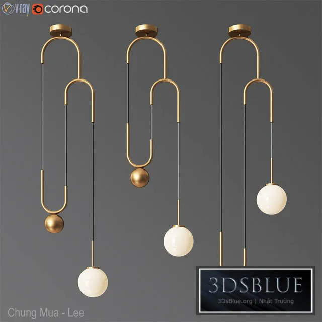 Cradle brass pulley pendant light 3DS Max - thumbnail 3