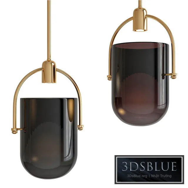 Mid Century Modern Chic 1 Light Pendant With Mouth-blown 3DS Max - thumbnail 3