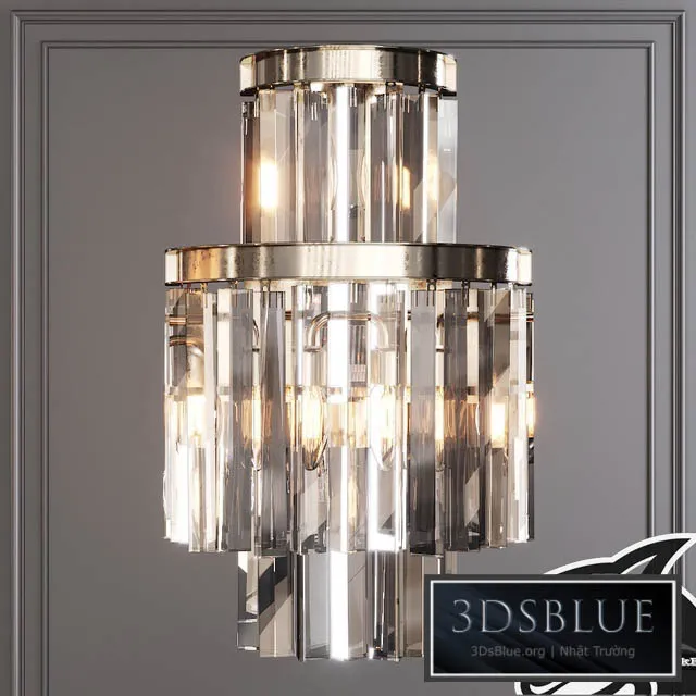 Restoration Hardware 1920S ODEON CLEAR GLASS FRINGE SCONCE 3-TIER Nickel 3DS Max - thumbnail 3