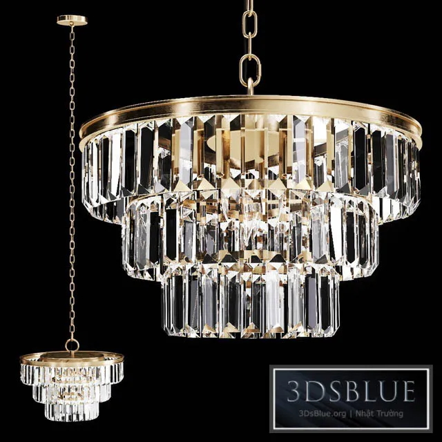 Restoration Hardware ALAINE CRYSTAL CLEAR GLASS 3-TIER CHANDELIER Brass 3DS Max - thumbnail 3