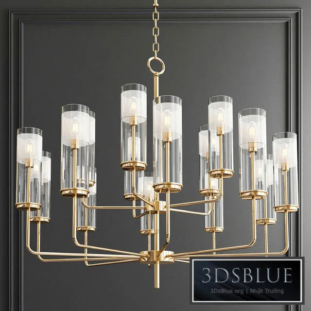 Lessman 15 Light Shaded Tiered Chandelier 3DS Max - thumbnail 3