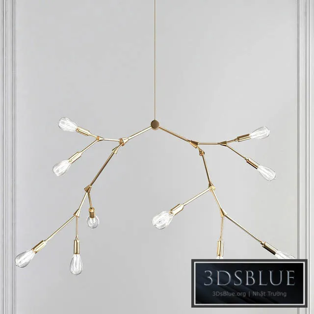 Modernist Branching Brass Chandelier Industrial 3DS Max - thumbnail 3