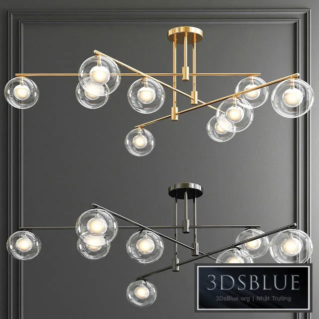Orb Glass Shade Chandelier 3DS Max - thumbnail 3