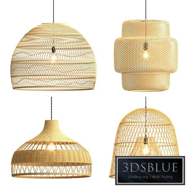 Collection rattan pendant lights 3DS Max - thumbnail 3