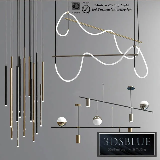 Modern Ceiling Light led Suspension collection 3DS Max - thumbnail 3