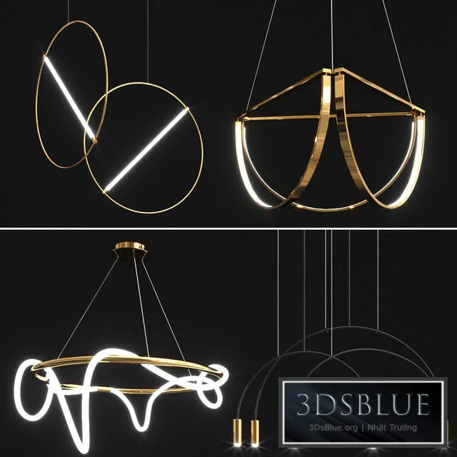 Collection of new minimalist chandelier_6 3DS Max - thumbnail 3