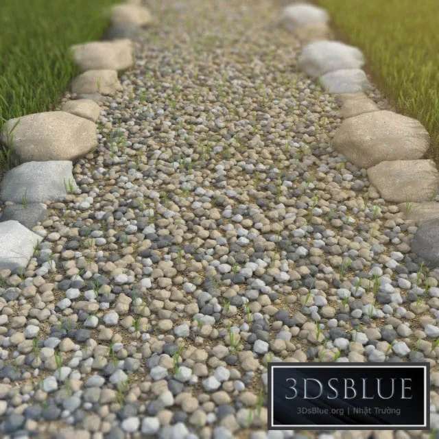 Pebbles with blades of grass 3DS Max - thumbnail 3