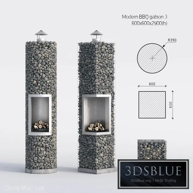 Modern barbecue from gabion 3 3DS Max - thumbnail 3