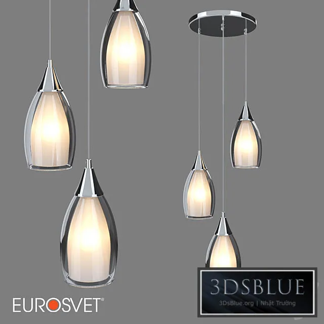 OM Pendant lamp with glass shades Eurosvet 50085\/3 black pearl Cosmic 3DS Max - thumbnail 3