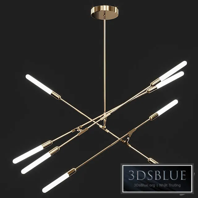 Antique Brass Wands LED Chandelier 3DS Max - thumbnail 3