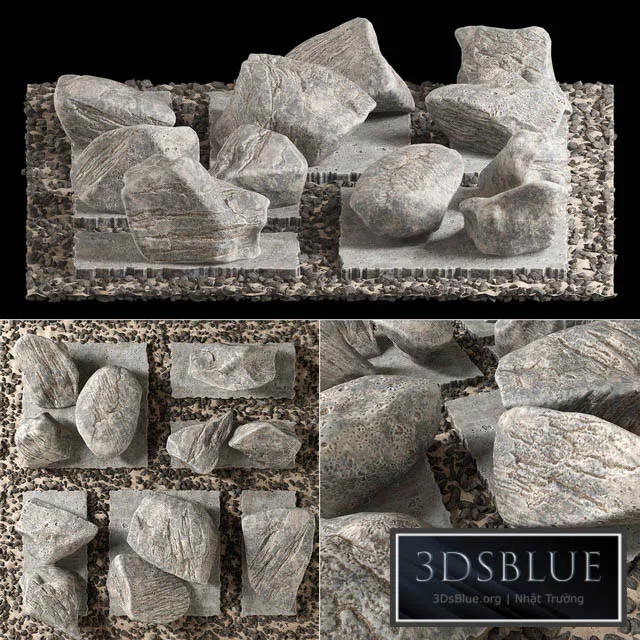Slab tile gravel monument n1 \/ Square with stones monument 3DS Max - thumbnail 3