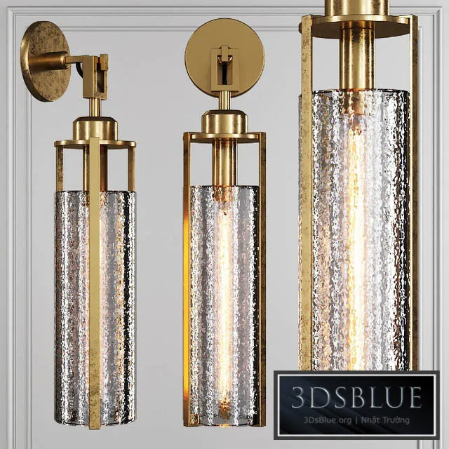 Restoration Hardware ARPEGE CAST GLASS CYLINDER SCONCE Brass 3DS Max - thumbnail 3