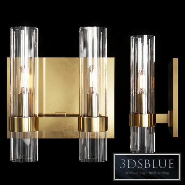 Restoration Hardware RAVELLE DOUBLE SCONCE Brass 3DS Max - thumbnail 3