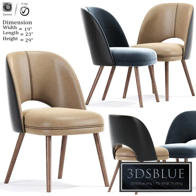 Mid Century Modern Barrel Backed Dining Chair 3DS Max - thumbnail 3